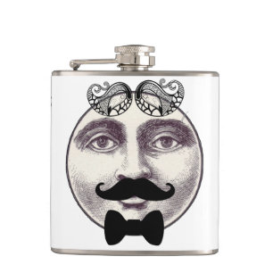Flasques Vintage homme en lune visage complet moustache arc