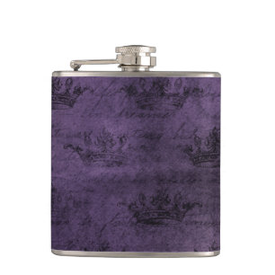 Flasques Vintage Pourcentage de la couronne noire violet fo