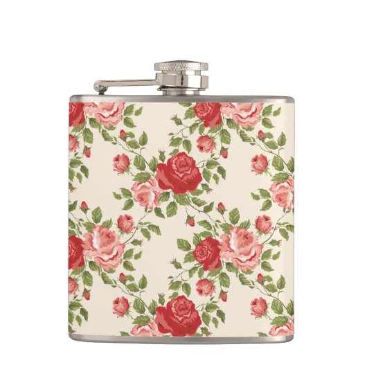 Flasques Vintage Shabby Chic Roses Pattern (Devant)