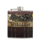 Flasques Vintage Steampunk Gears Métal Cuir (Devant)