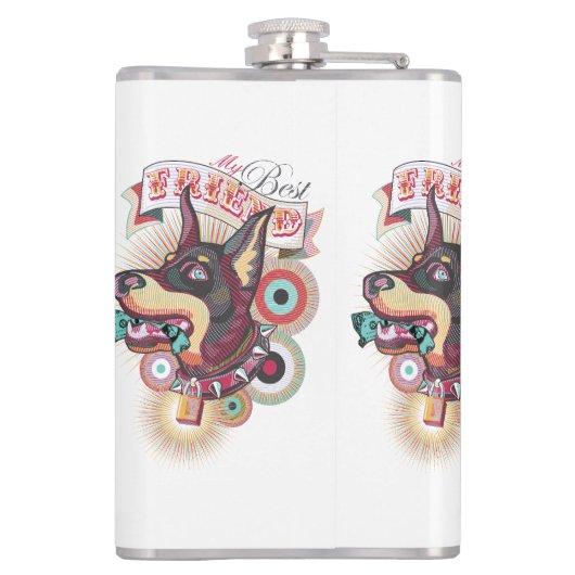 Flasques Vinyl Wrapped Flask – Urban Loyalty Doberman Art (Dos)