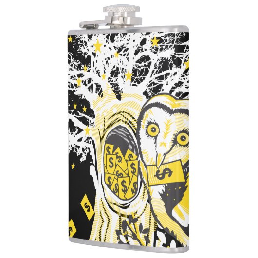 Flasques Vinyl Wrapped Flask – Urban Tree Owl & Wealth  (Gauche)