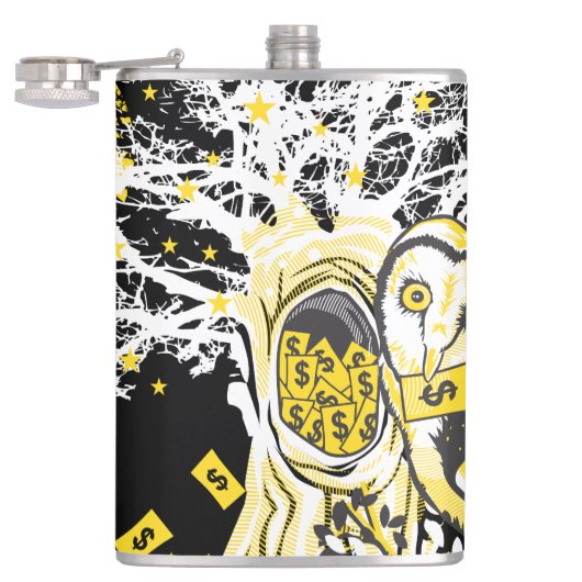 Flasques Vinyl Wrapped Flask – Urban Tree Owl & Wealth (Ouvert)