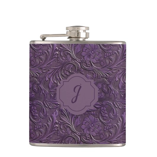 Flasques Vinyle de cuir faux tooled violet (Devant)