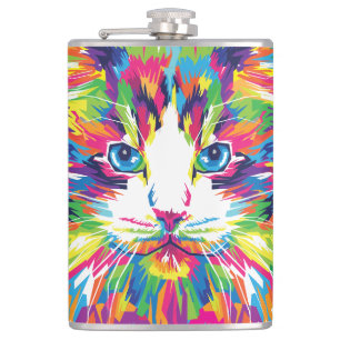 Flasques Visage de Chat Design Géométrique Prismatique-3245