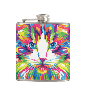 Flasques Visage de Chat Design Géométrique Prismatique-3245