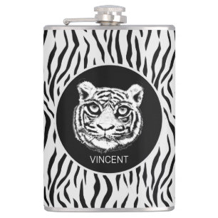 Flasques Visage de tigre sauvage personnalisé sur motif de