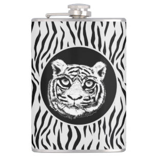 Flasques Visage sauvage de tigre sur la fiole Motif de peau