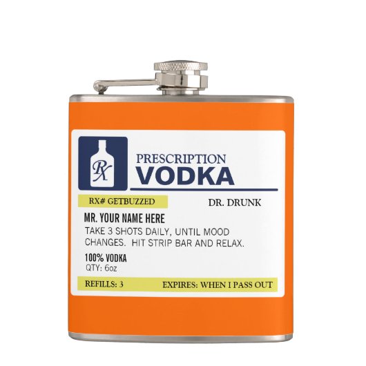 Flasques Vodka drôle de prescription (Devant)