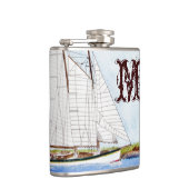 Flasques Voilier nautique Mer Océa Monogramme Whiskey Flask (Droite)