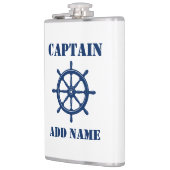 Flasques Votre nom Capitaine Flask Ships Wheel Helm (Gauche)
