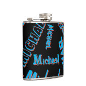 Flasques Votre nom motif monogramme bleu rouge noir (Droite)