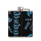 Flasques Votre nom motif monogramme bleu rouge noir (Dos)