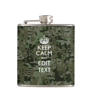 Flasques Votre propre texte Camo numérique Woodland Gardez