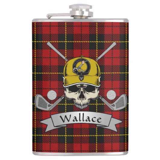 Flasques Wallace Badge & Tartan personnalisé Skull Golf (Devant)