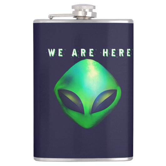 Flasques "We Are Here" Green Alien head (Devant)