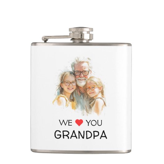 Flasques We Love You Grandpa Flask | Personalized Photo (Devant)