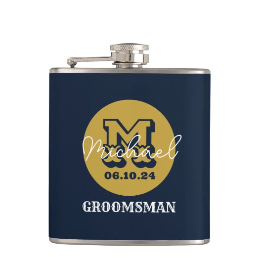 Flasques Western Cowboy Rustic Groomsmen Nom Monogramme (Devant)