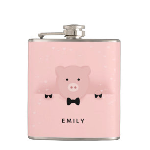 Flasques Whimsal & Fancy Pink Pig mignonne animal de ferme