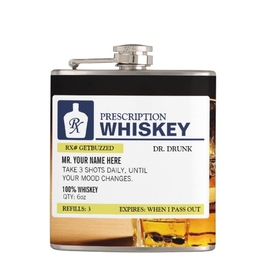 Flasques Whiskey drôle de prescription (Devant)