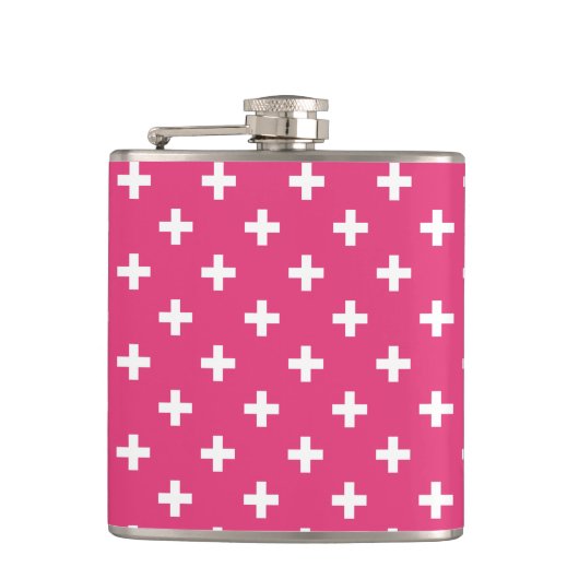 Flasques White polka crosses on fuchsia (Devant)