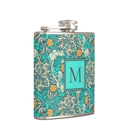 Flasques William Morris Motif d'algues avec votre monogramm (Droite)