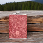 Flasques William Morris Red Marigold Motif avec initial