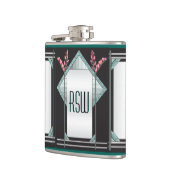 Flasques Willow rose Art Déco sur noir (Personnalisé) (Gauche)