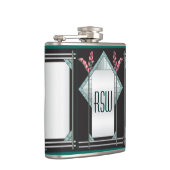 Flasques Willow rose Art Déco sur noir (Personnalisé) (Droite)