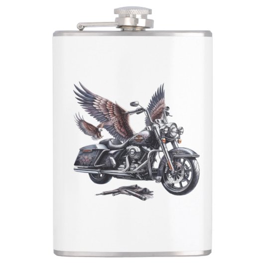 Flasques Winged Harley-Davidson Motorcycle Watercolor Illus (Devant)