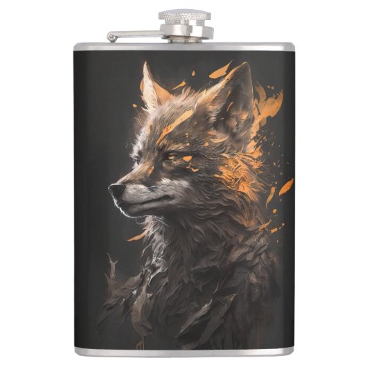 Flasques Wolf Portrait Animal Nature Faune Art Peinture (Devant)