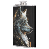 Flasques Wolf Portrait Animal Nature Faune Peinture Sombre (Gauche)