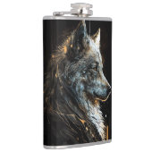 Flasques Wolf Portrait Animal Nature Faune Peinture Sombre (Droite)