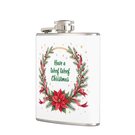 Flasques Woof Woof Christmas Flask - Customizable Text (Gauche)