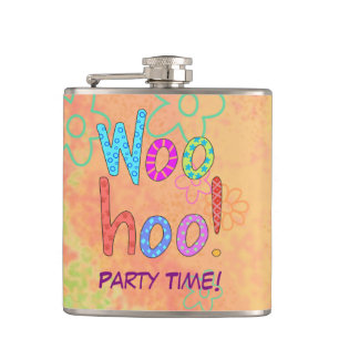 Flasques WooHoo Party Nom de l'heure Word personnalisé