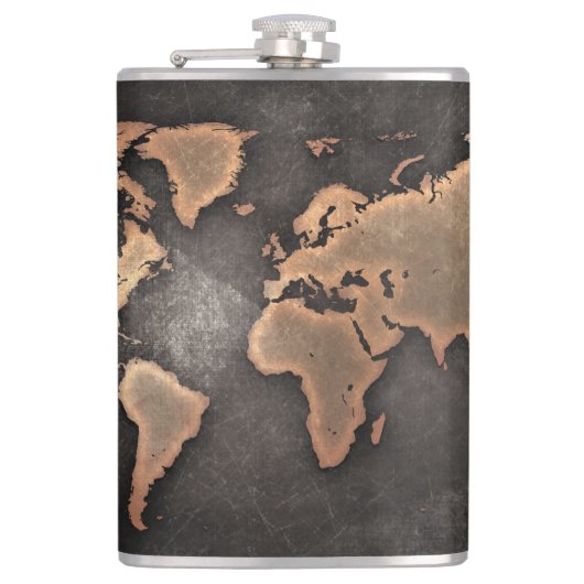 Flasques World map leather geographical brown (Devant)