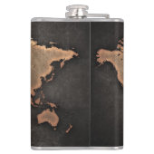 Flasques World map leather geographical brown (Dos)