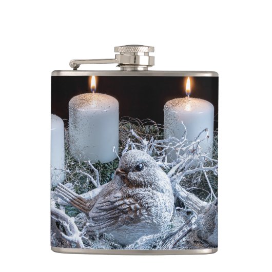 Flasques Wreath de l'Avent blanc (Devant)