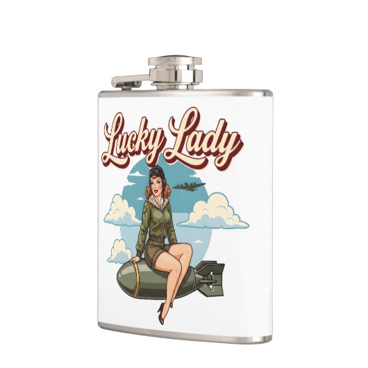 Flasques WWII Bomber "Lucky Lady" Nose Art (Gauche)