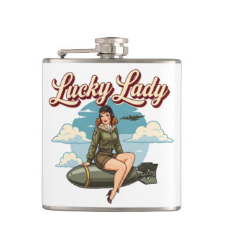 Flasques WWII Bomber "Lucky Lady" Nose Art