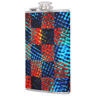 Flasques Xadrez azul, laranja, faux sujo ou manchado.