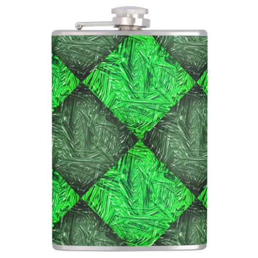 Flasques Xadrez verde falsa grama ou folhas de coqueiro. (Devant)