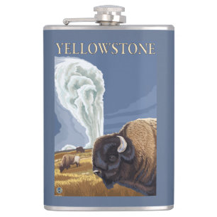 Flasques YellowstoneBison avec vieux fidèle