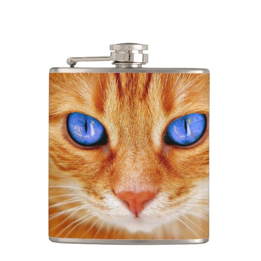 Flasques Yeux de chat face thazard rouge chat (Devant)
