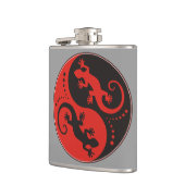 Flasques YIN & YANG Geckos black red + your background idea (Gauche)