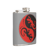 Flasques YIN & YANG Geckos black red + your background idea (Droite)