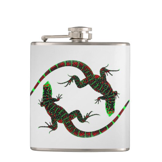 Flasques Yin Yang Lizards Argent (Devant)
