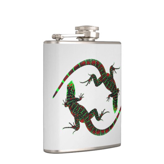 Flasques Yin Yang Lizards Argent (Droite)