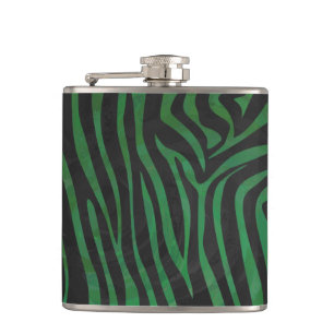 Flasques Zebra Black et Green Print