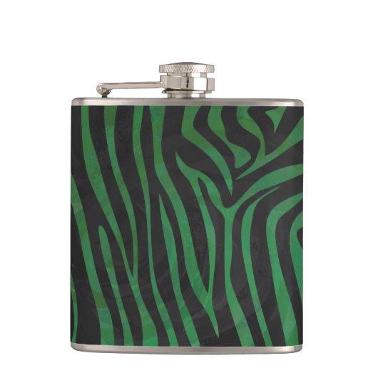Flasques Zebra Black et Green Print (Devant)